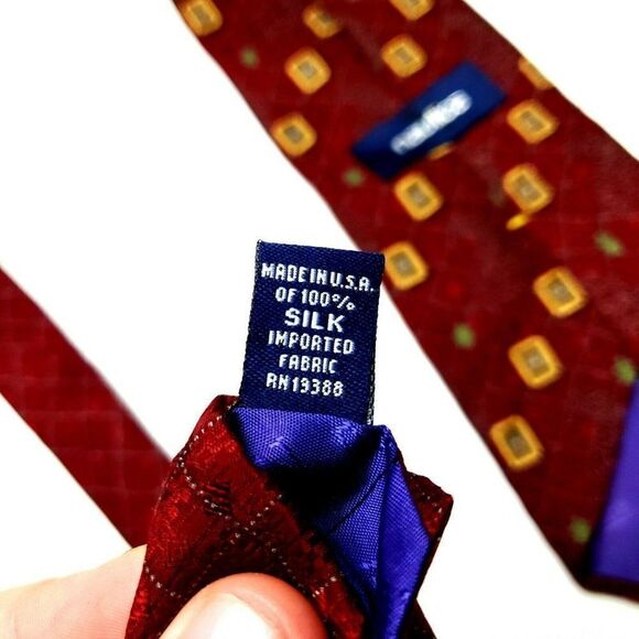 Nautica Silk Tie Print Abstract Red Short Wide - Picture 4 of 6